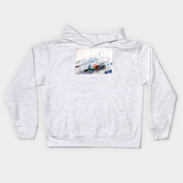 Foggy weather in mountains Kids Hoodie by drpadminirathore